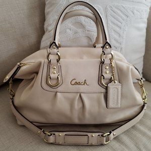 Coach Ashley Leather Satchel Bag in beige/bone F15445